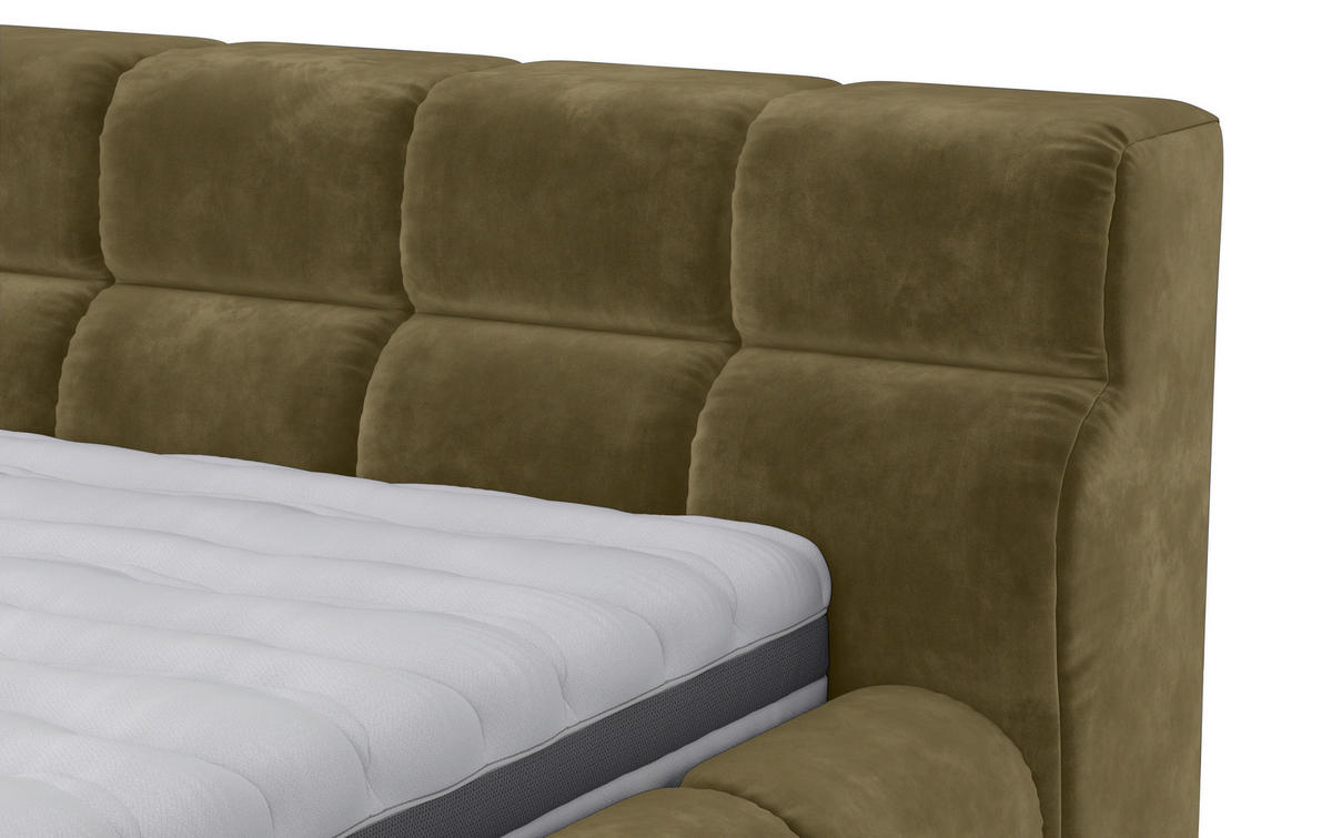 POLSTERBETT 160/200 cm,  in Olivgrün,  - Schwarz/Olivgrün, Design, Textil/Metall (160/200cm) - Belluti