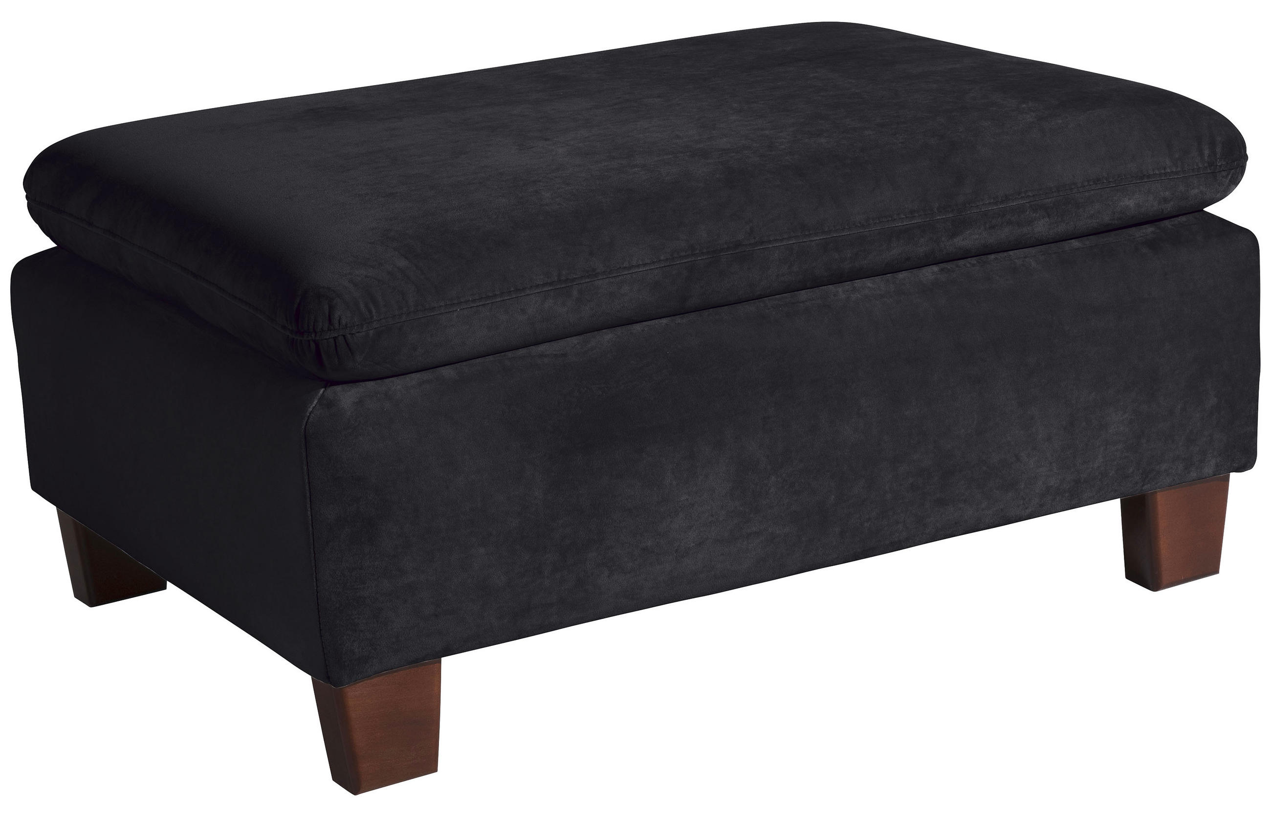 HOCKER Samt, Velours Schwarz  - Nussbaumfarben/Schwarz, Design, Holz/Textil (90/60/43cm) - Max Winzer
