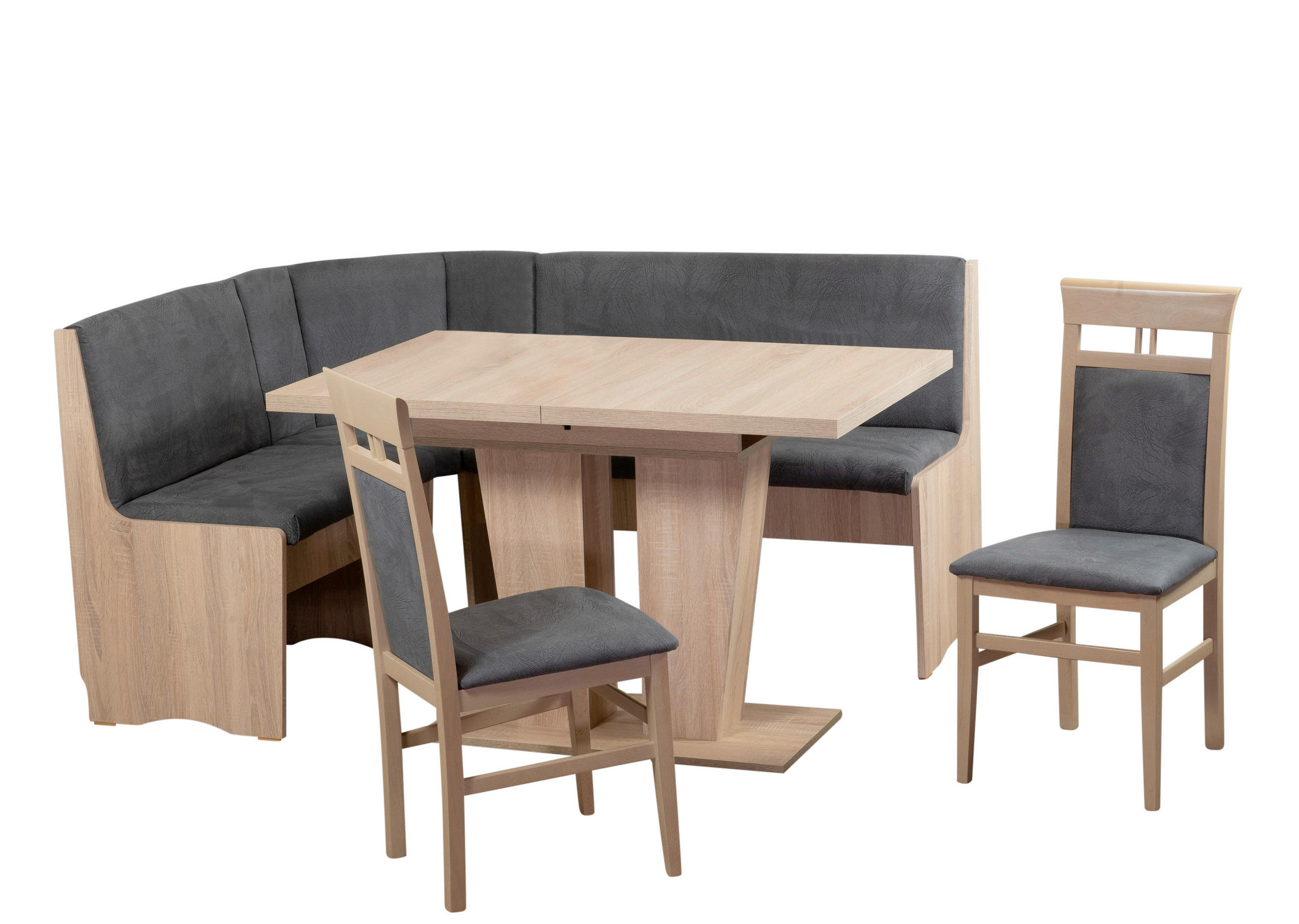 ECKBANKGRUPPE Mikrofaser Sonoma Eiche, Grau  - Grau/Sonoma Eiche, KONVENTIONELL, Holz/Textil (125/89/165cm) - MID.YOU