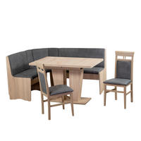 ECKBANKGRUPPE Mikrofaser Sonoma Eiche, Grau  - Grau/Sonoma Eiche, KONVENTIONELL, Holz/Textil (125/89/165cm) - MID.YOU