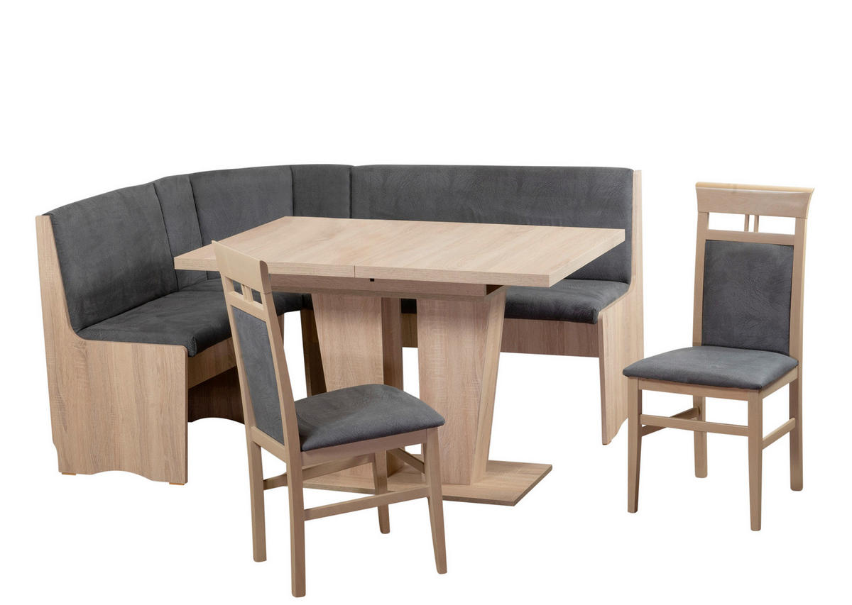 ECKBANKGRUPPE Mikrofaser Sonoma Eiche, Grau  - Grau/Sonoma Eiche, KONVENTIONELL, Holz/Textil (125/89/165cm) - MID.YOU