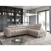 ECKSOFA Beige Plüsch  - Beige/Schwarz, Design, Textil/Metall (276/200cm) - MID.YOU