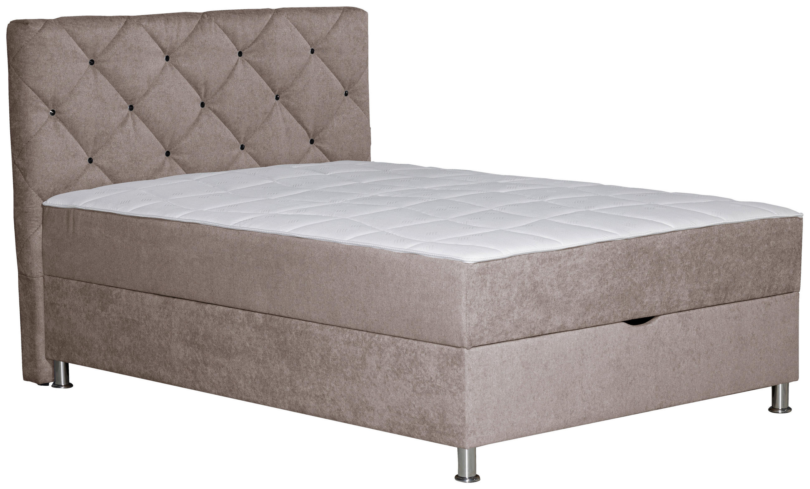 BOXBETT 120/200 cm  in Hellbraun  - Chromfarben/Hellbraun, Design, Kunststoff/Textil (120/200cm) - Boxxx