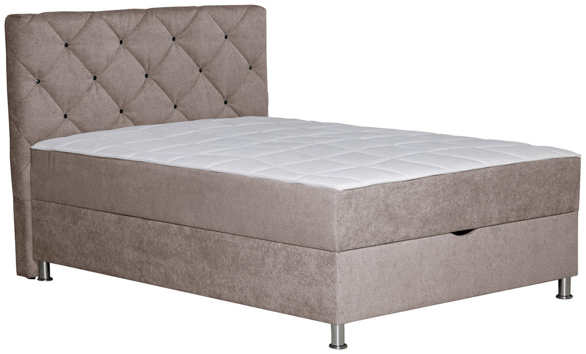 BOXBETT 120/200 cm  in Hellbraun  - Chromfarben/Hellbraun, Design, Kunststoff/Textil (120/200cm) - Boxxx