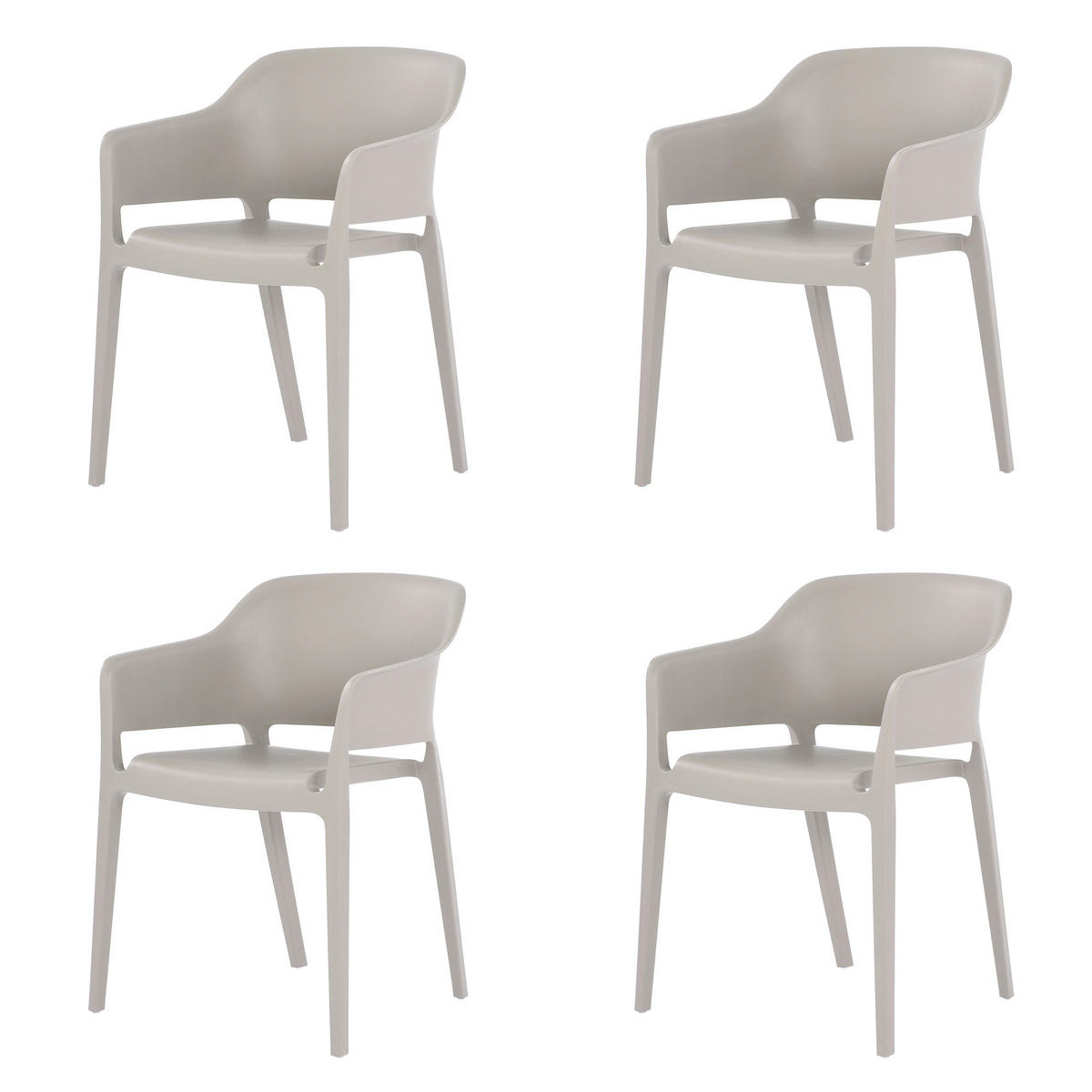 GARTENSTUHL-SET Hellgrau  - Hellgrau, Basics, Kunststoff (77,5/54,5/55cm) - Gardenson