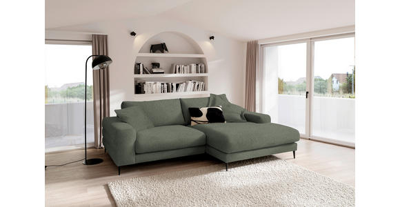 ECKSOFA  in Flachgewebe Grün  253/177 cm  - Schwarz/Grün, Design, Textil/Metall (253/177cm) - Dieter Knoll