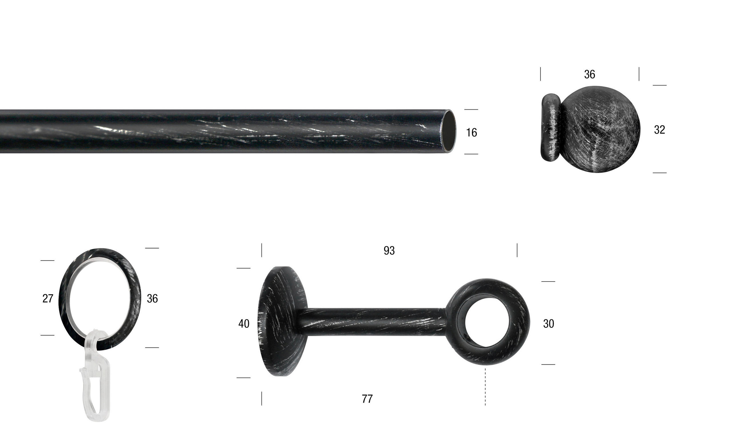 Thumbnail - Xxxl Vorhangstange, Schwarz, Silber, Metall, 390 cm, Wohntextilien, Gardinen & Vorhänge, Gardinen-Stangen