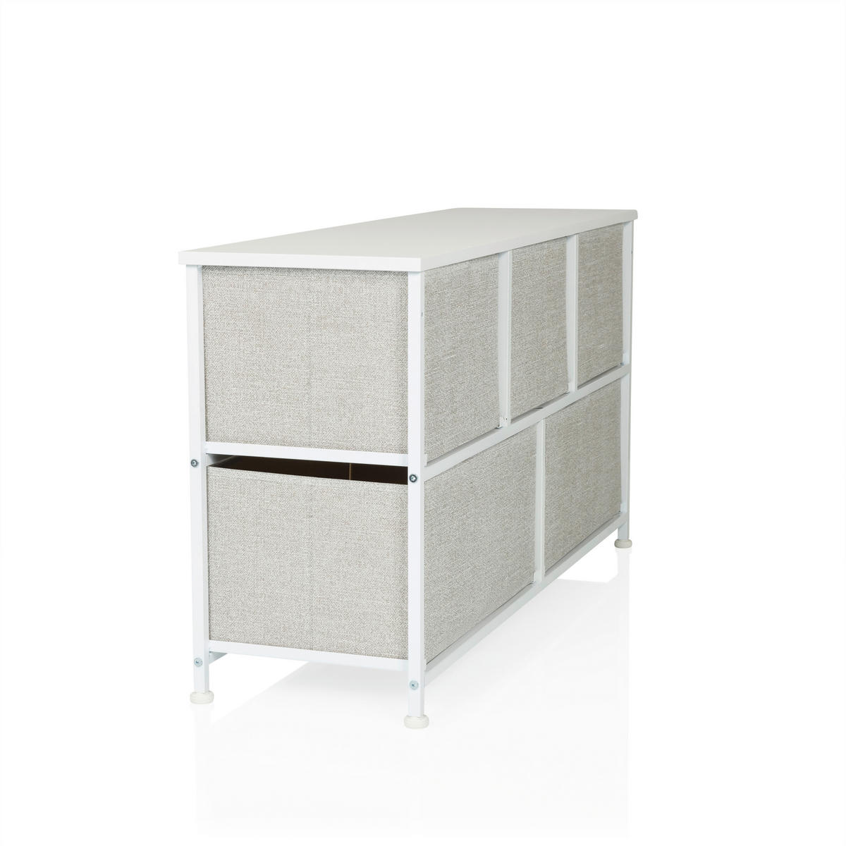 KOMMODE  in 100/55/30 cm  - Weiß/Grau, MODERN, Kunststoff/Textil (100/55/30cm) - MID.YOU