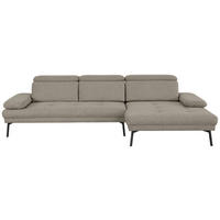 ECKSOFA in Webstoff Grau  - Schwarz/Grau, Design, Textil/Metall (296/188cm) - Livetastic
