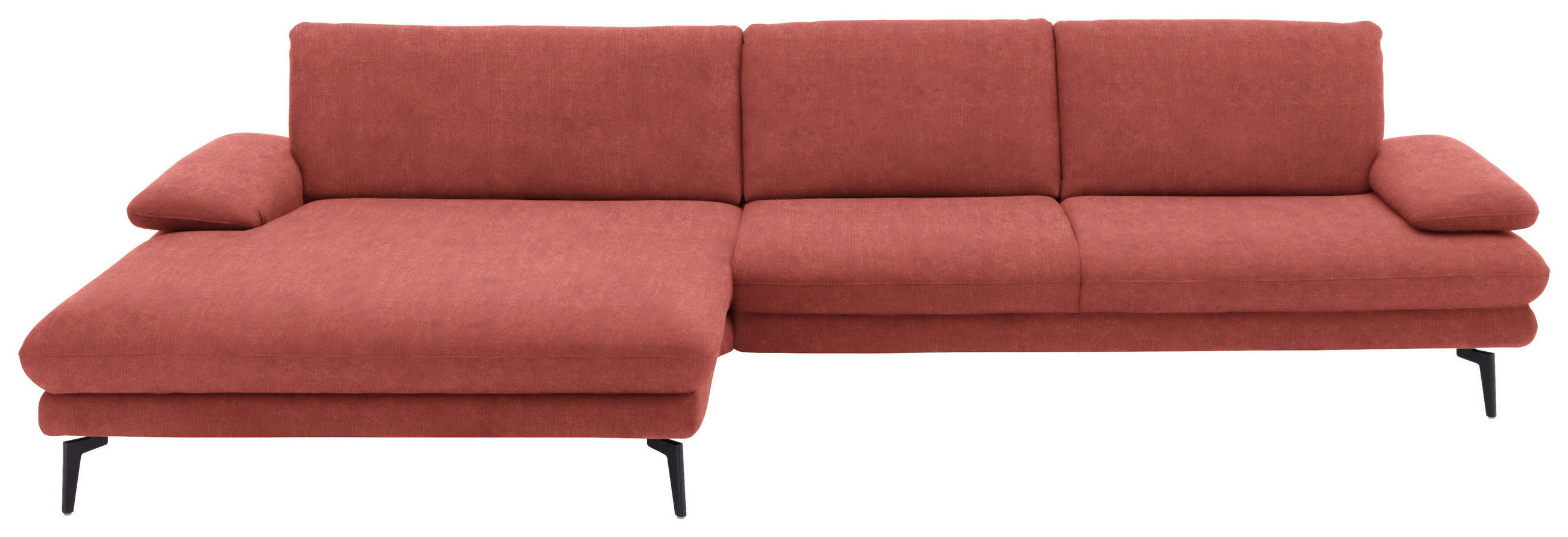 ECKSOFA in Velours Koralle - Koralle/Schwarz, Design, Textil/Metall (180/310cm) - Dieter Knoll
