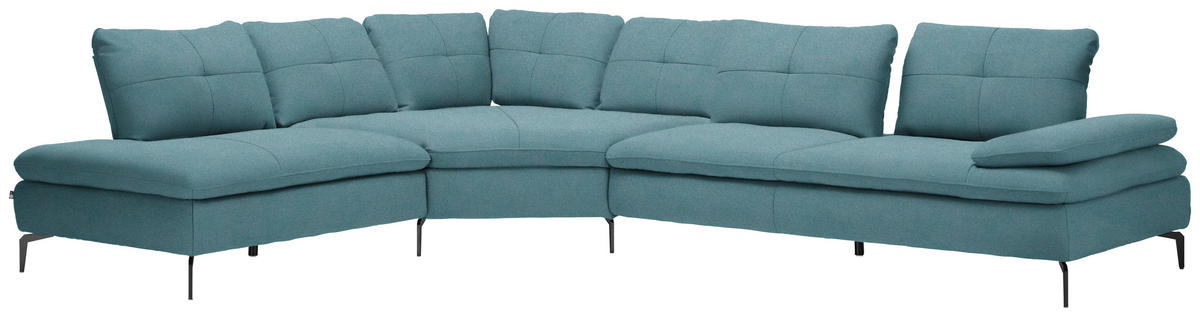 ECKSOFA in Flachgewebe Hellblau  - Schwarz/Hellblau, Design, Textil/Metall (271/344cm) - Chilliano