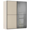 SCHWEBETÜRENSCHRANK 201/223/68 cm 2-türig Champagner, Schwarz  - Champagner/Schwarz, KONVENTIONELL, Glas/Holzwerkstoff (201/223/68cm) - Novel