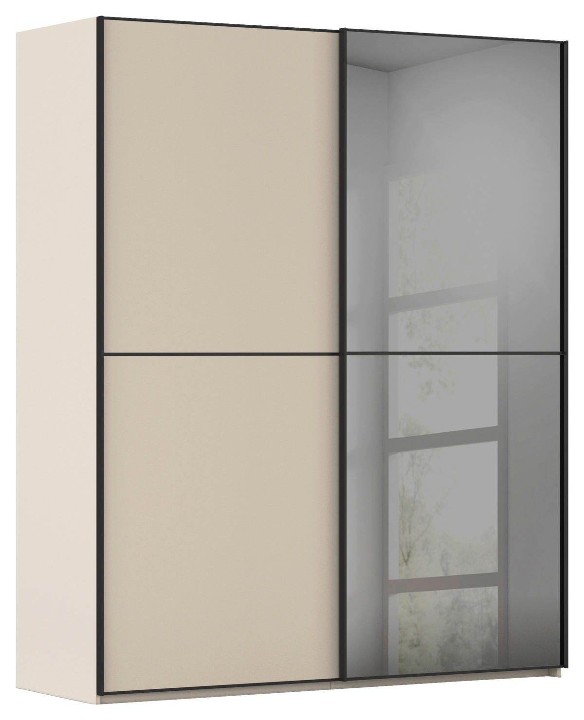 SCHWEBETÜRENSCHRANK 201/223/68 cm 2-türig Champagner, Schwarz  - Champagner/Schwarz, KONVENTIONELL, Glas/Holzwerkstoff (201/223/68cm) - Novel