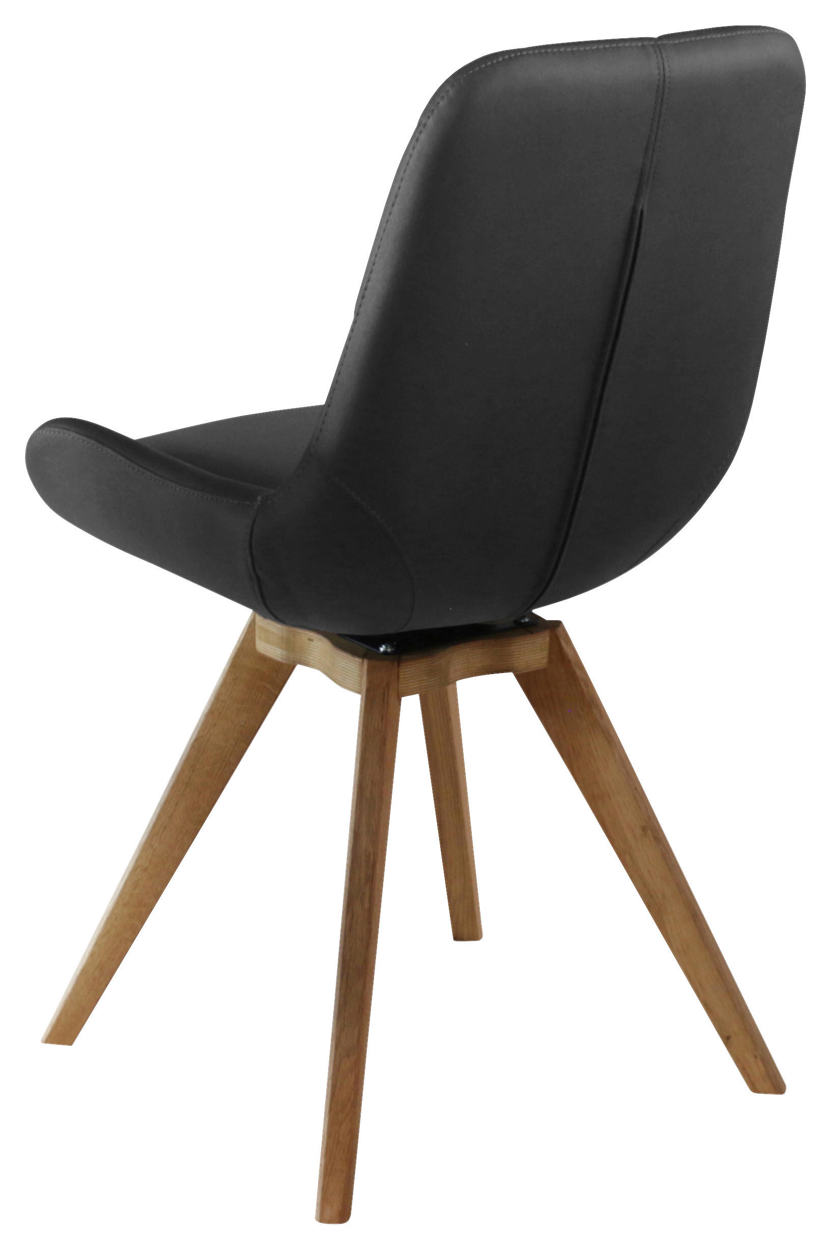 STUHL  in Lederlook (vegan) Holz, Textil  - Eichefarben/Dunkelgrau, KONVENTIONELL, Holz/Textil (58/87/64,5cm) - Linea Natura