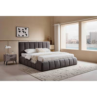 POLSTERBETT gepolstertes Kopfteil, Lattenrost, Bettkasten 180/200 cm  in Grau  - Schwarz/Naturfarben, Design, Holz/Kunststoff (180/200cm) - Boxxx