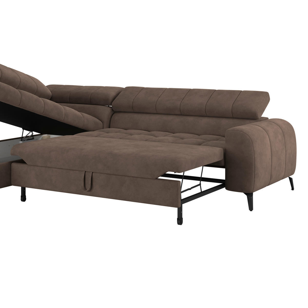 ECKSOFA Braun  - Schwarz/Braun, Trend, Kunststoff/Textil (203/261cm) - Livetastic