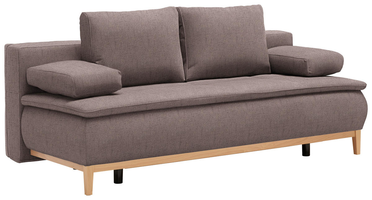 BOXSPRINGSOFA in Webstoff Braun  - Eichefarben/Beige, Design, Holz/Textil (202/78/93/100cm) - Venda