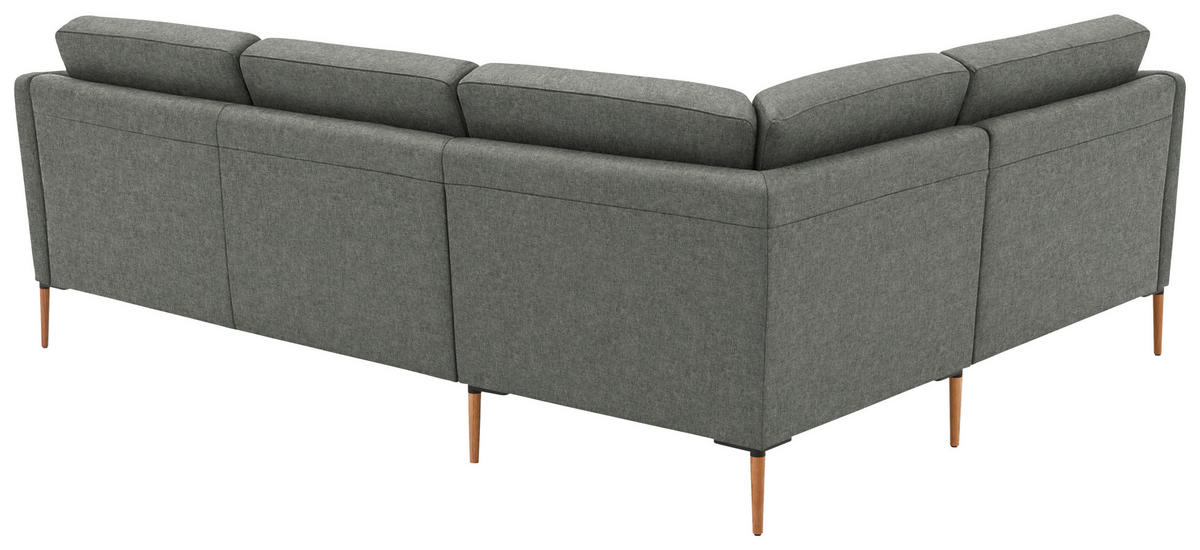 ECKSOFA  in Flachgewebe Graugrün  189/236 cm  - Eichefarben/Graugrün, Design, Holz/Textil (189/236cm) - Valnatura