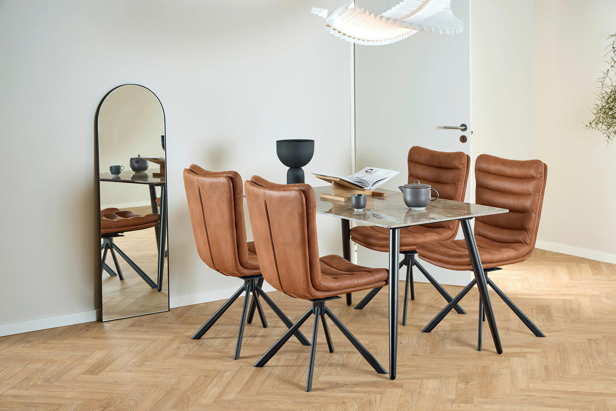 STOL   läderimitation  svart, cognacfärgad  - cognacfärgad/svart, Design, metall/textil (62/97/59cm) - Carryhome