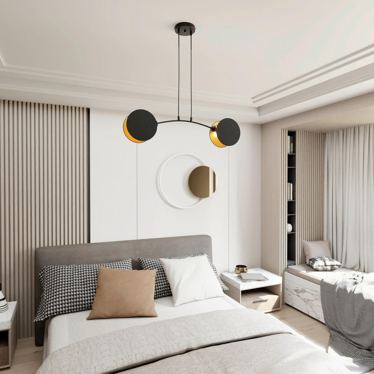 HÄNGELEUCHTE  82/11/100 cm    - Hellbraun/Schwarz, Trend, Textil/Metall (82/11/100cm)