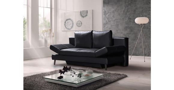 SCHLAFSOFA  in Echtleder Schwarz  - Schwarz, KONVENTIONELL, Leder/Metall (200/85/90cm) - Novel