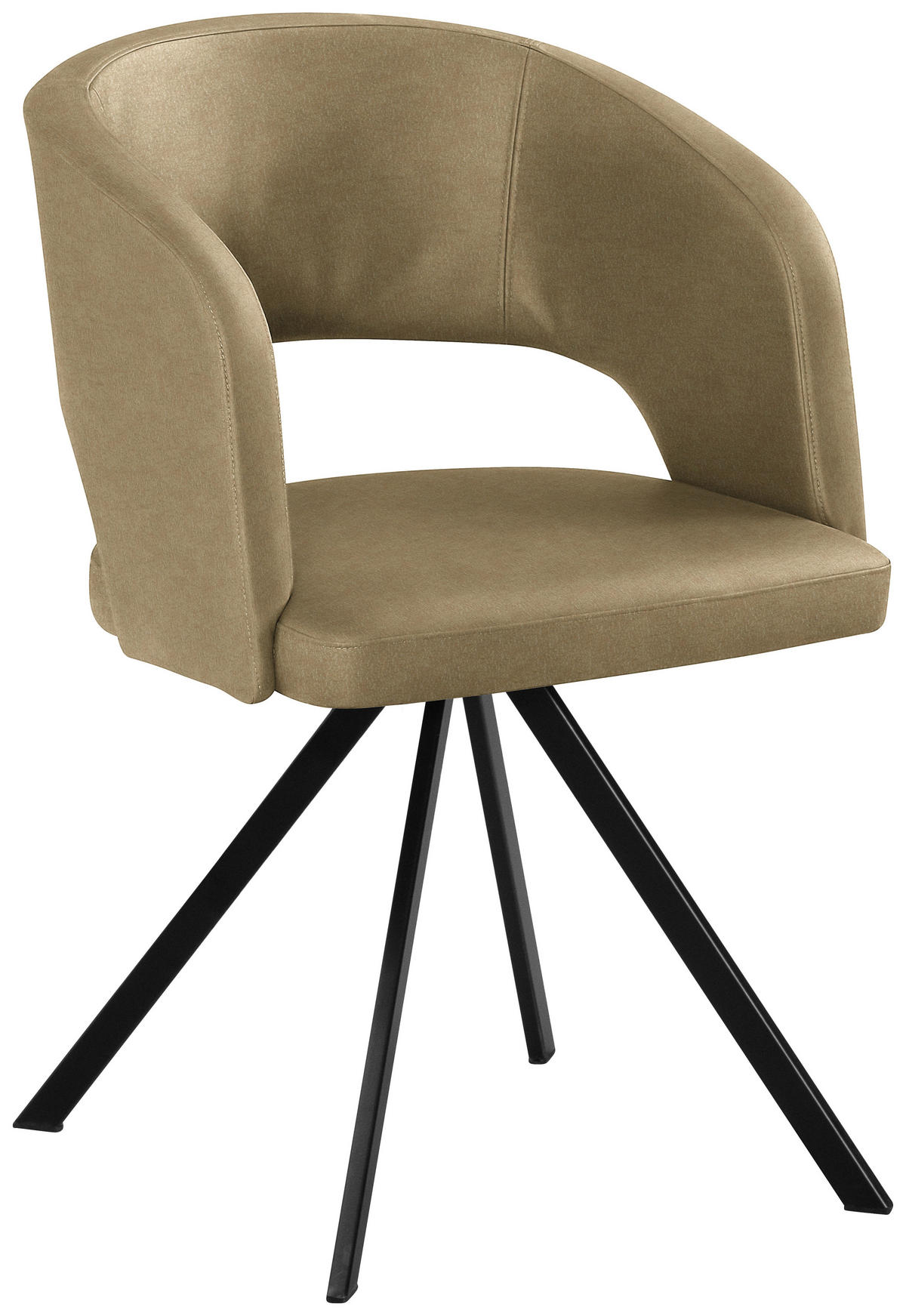 ARMLEHNSTUHL Stahl Mikrofaser, Lederlook (vegan)  - Schwarz/Olivgrün, Konventionell, Textil/Metall (56/84/59cm) - Moderano