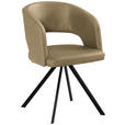 ARMLEHNSTUHL  Stoffauswahl, Typenauswahl, inklusive Armlehnen Mikrofaser, Lederlook (vegan)  - Schwarz/Olivgrün, KONVENTIONELL, Textil/Metall (56/84/59cm) - Moderano