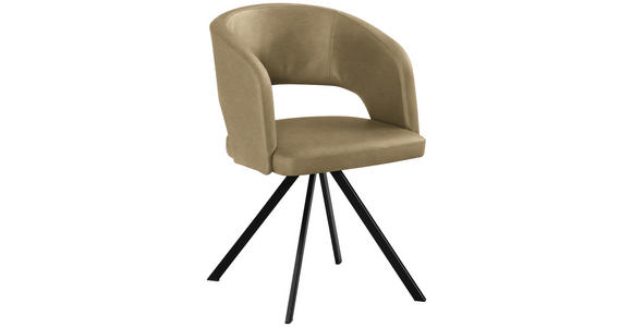 ARMLEHNSTUHL  Stoffauswahl, Typenauswahl, inklusive Armlehnen Mikrofaser, Lederlook (vegan)  - Schwarz/Olivgrün, KONVENTIONELL, Textil/Metall (56/84/59cm) - Moderano