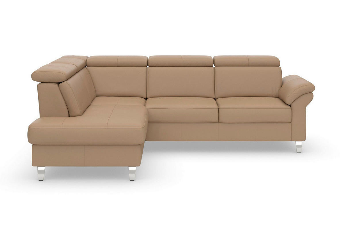 ECKSOFA 194/245 cm ARNGAST E in Echtleder Cappuccino Kopfteilverstellung  194/245 cm  - Chromfarben/Cappuccino, Basics, Leder/Textil (194/245cm) - Sit & More