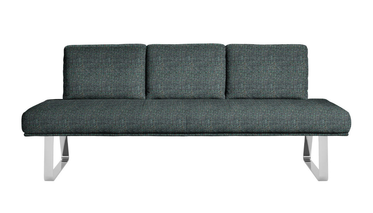 SITZBANK 224/92/78 cm  in Türkis, Chromfarben  - Türkis/Chromfarben, Design, Textil/Metall (224/92/78cm) - Dieter Knoll