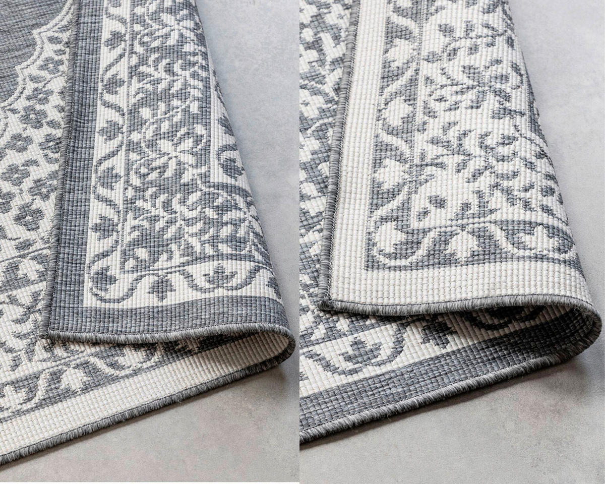 OUTDOORTEPPICH 160/230 cm Gemini Silberfarben, Weiß  - Silberfarben/Weiß, Design, Kunststoff (160/230cm)