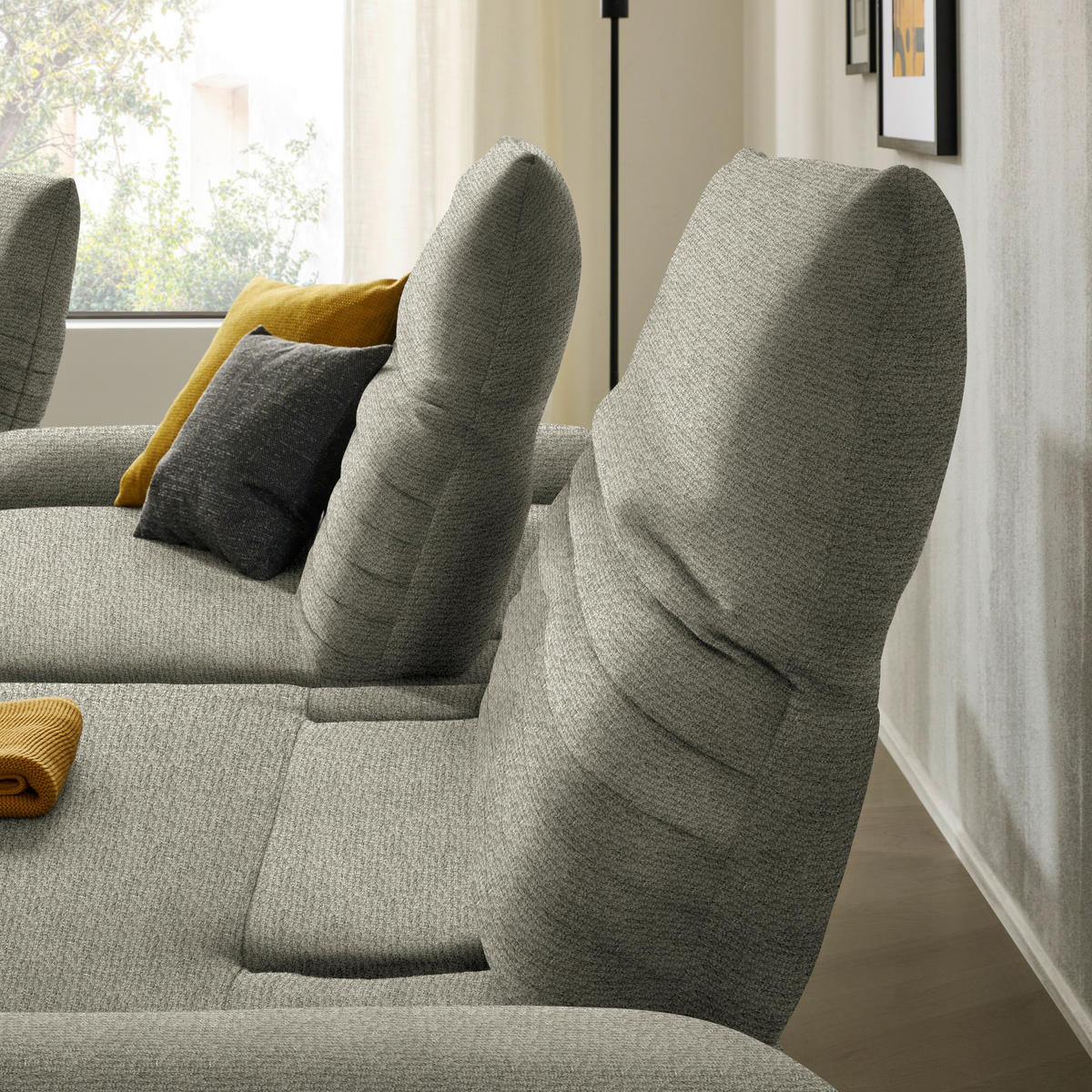 ECKSOFA in Chenille Graubraun  280/170-195 cm  - Graubraun/Schwarz, Design, Textil/Metall (280/170-195cm) - Dieter Knoll