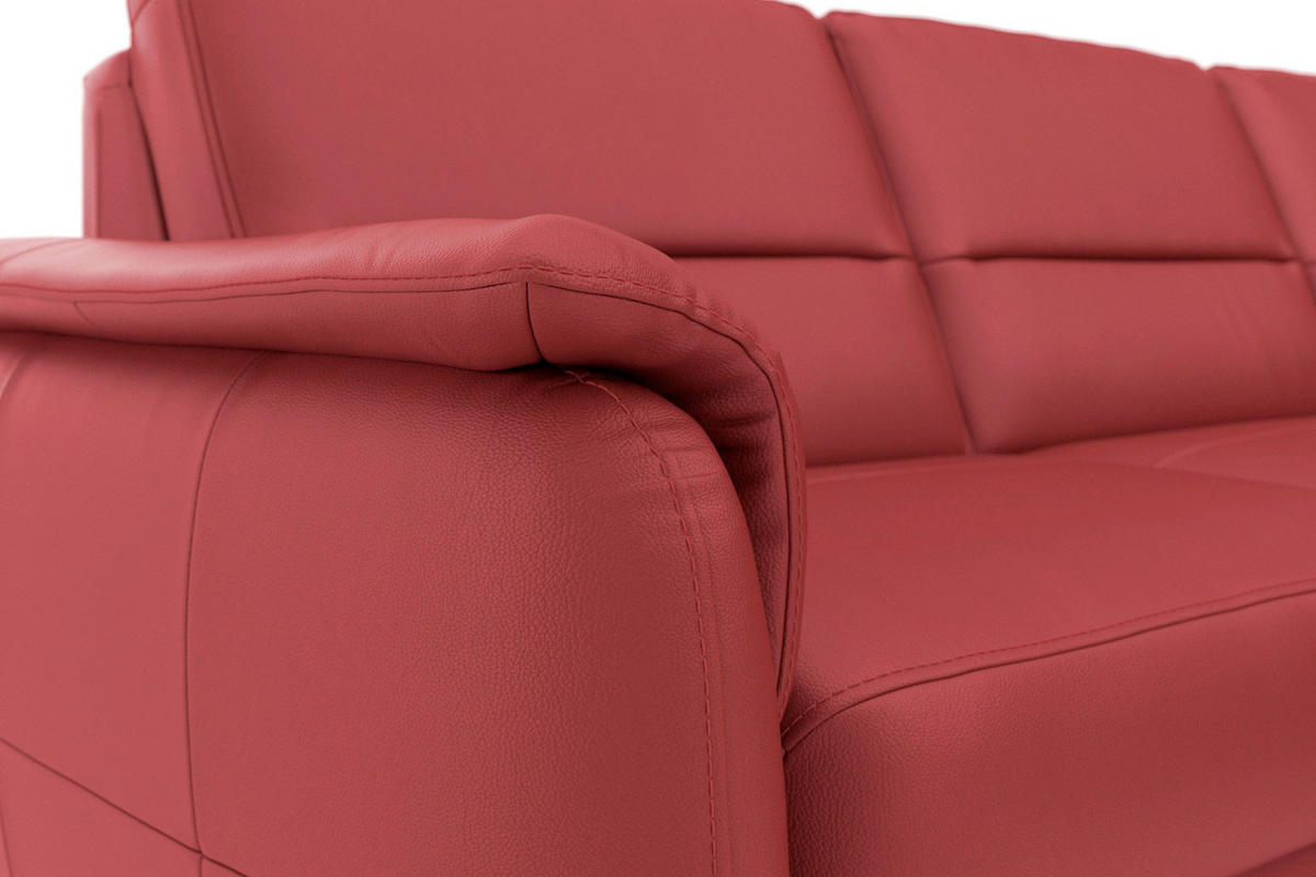 ECKSOFA PALMERA E in Echtleder Rot  236/212 cm  - Eichefarben/Rot, Basics, Leder/Holz (236/212cm) - Sit & More