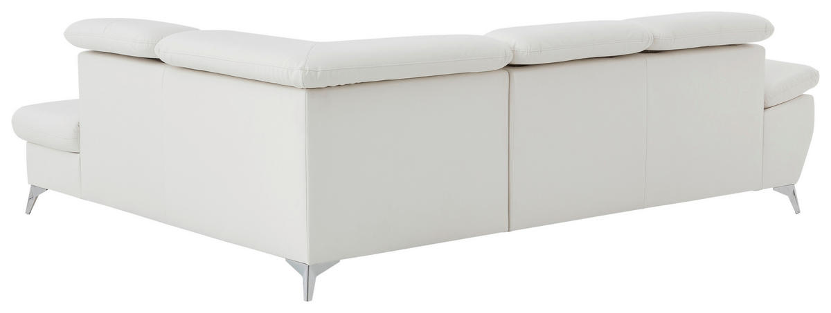 ECKSOFA in Lederlook Weiß  - Chromfarben/Weiß, KONVENTIONELL, Textil/Metall (256/209cm) - Livetastic