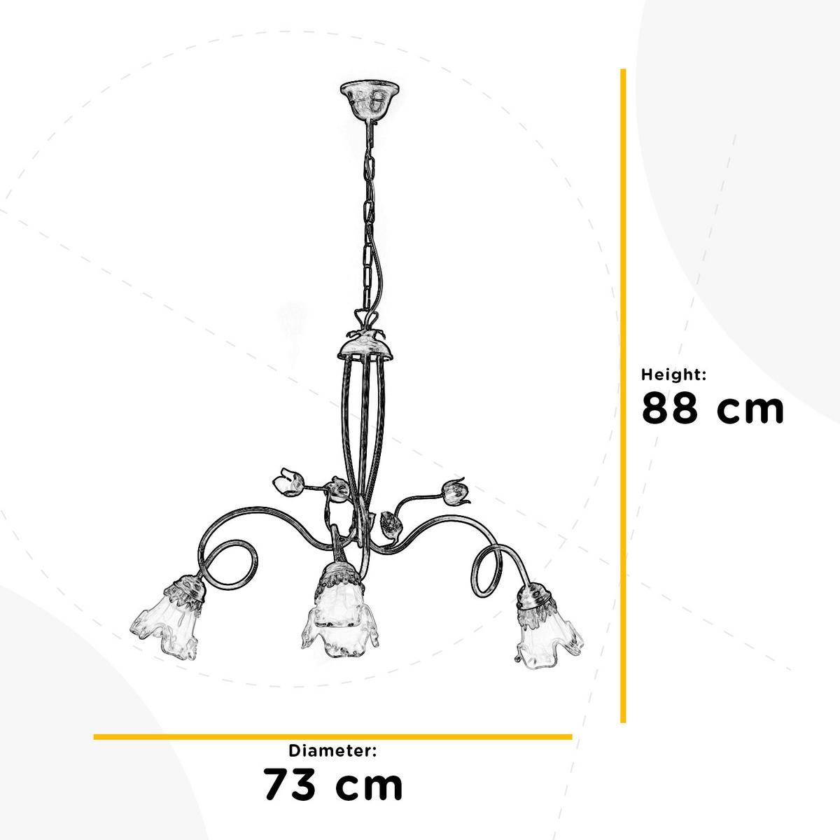 KRONLEUCHTER 73/88 cm   - Bronzefarben, KONVENTIONELL, Glas/Metall (73/88cm)
