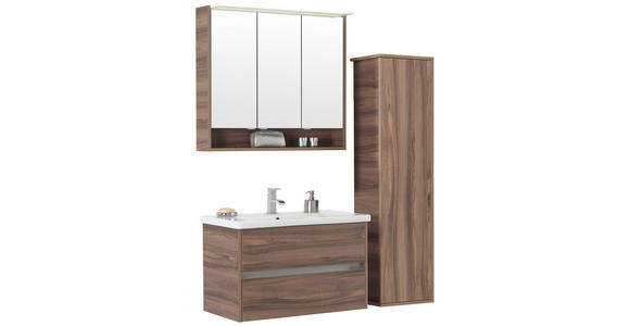 BADEZIMMER 93,2 cm  - Nussbaumfarben/Weiß, Basics, Glas/Keramik (93,2cm) - Voleo