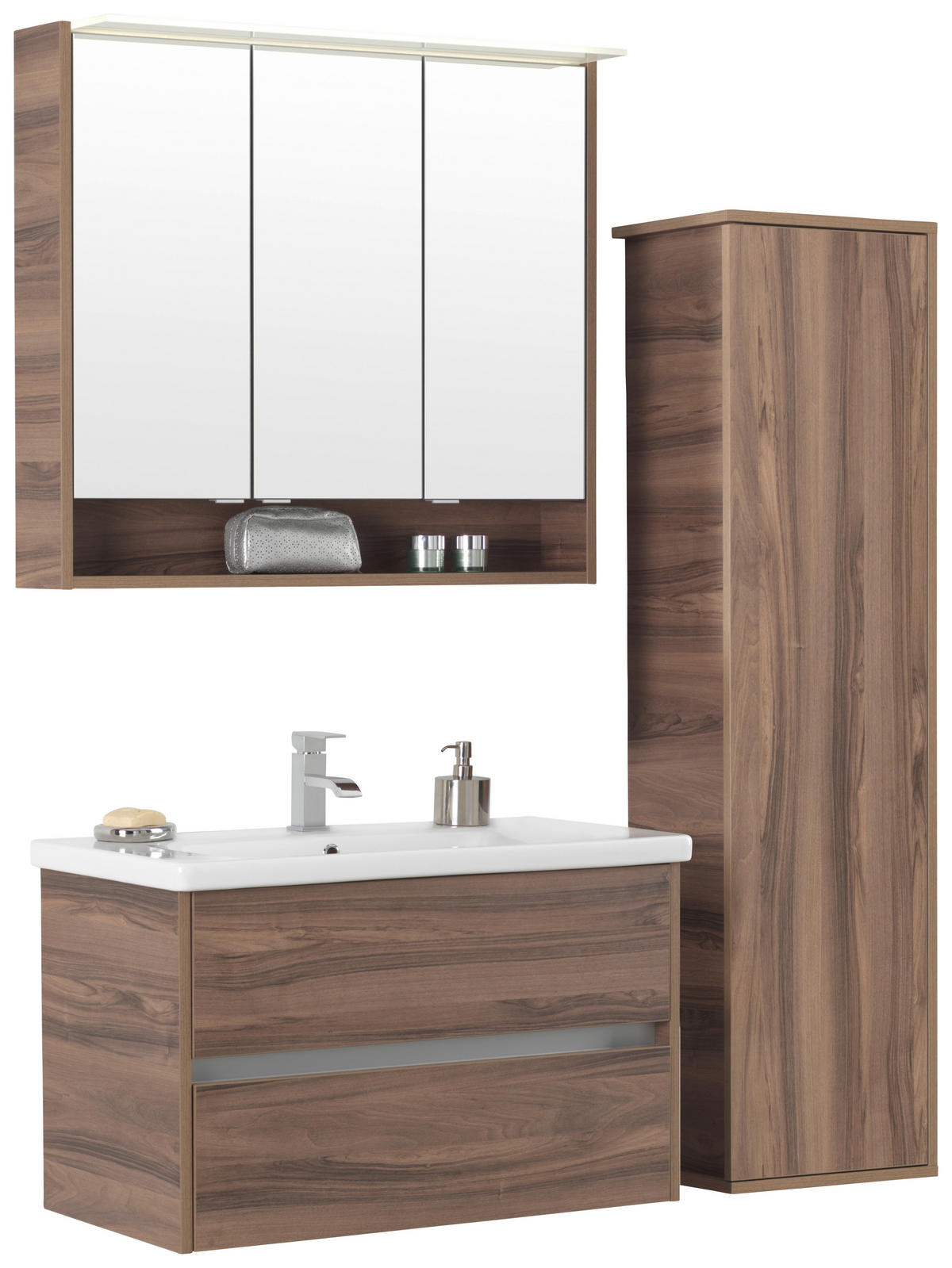 BADEZIMMER  in 93,2 cm  - Nussbaumfarben/Weiß, Basics, Glas/Keramik (93,2cm) - Voleo