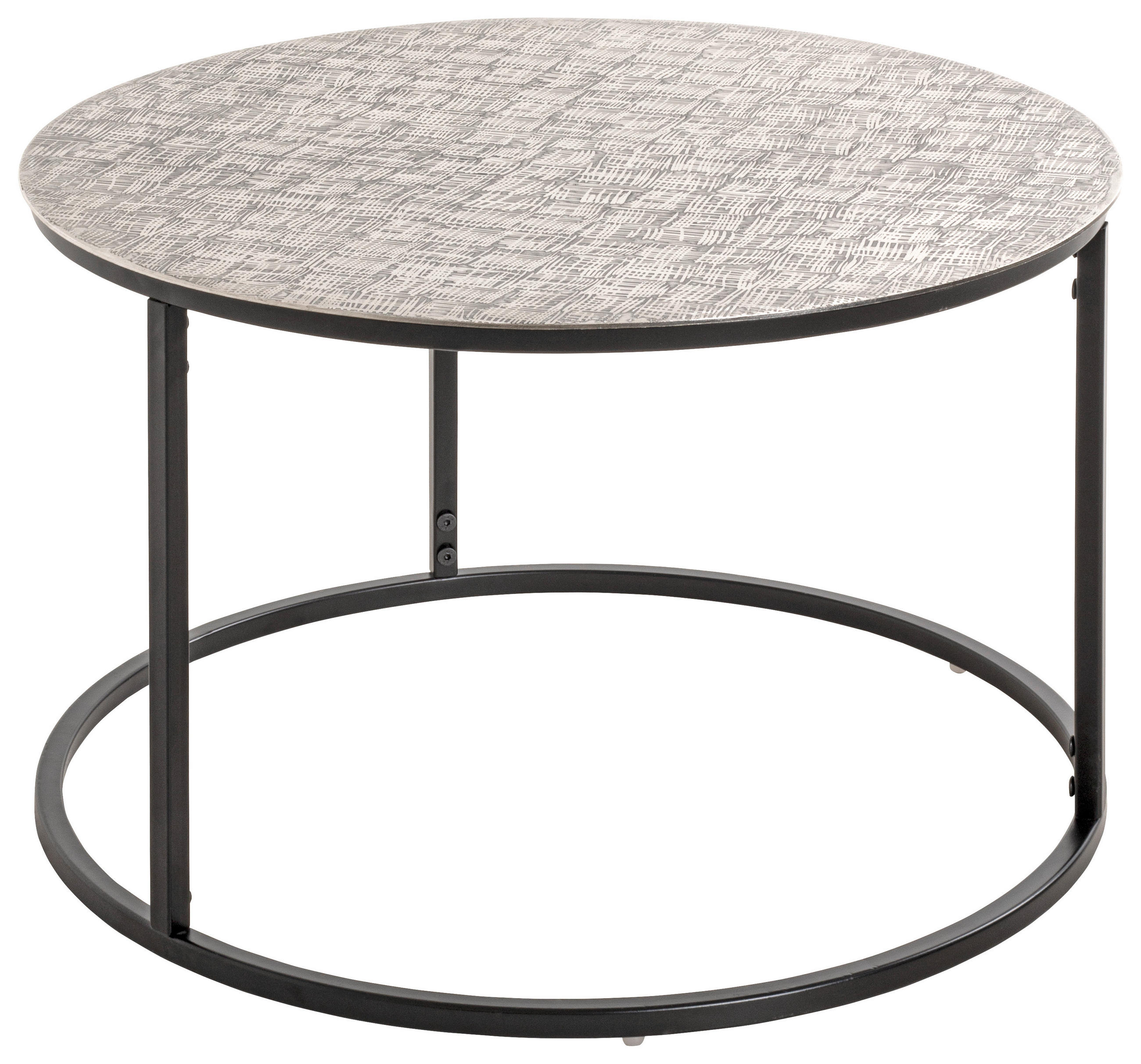 BEISTELLTISCH 59/59/37 cm Schwarz, Silberfarben rund  - Silberfarben/Schwarz, MODERN, Metall (59/59/37cm)