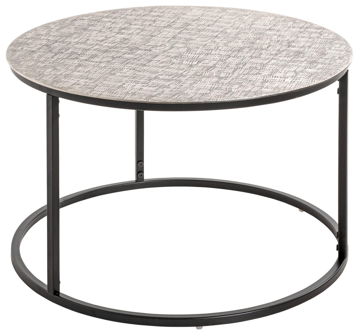 BEISTELLTISCH 59/59/37 cm Schwarz, Silberfarben rund  - Silberfarben/Schwarz, MODERN, Metall (59/59/37cm)