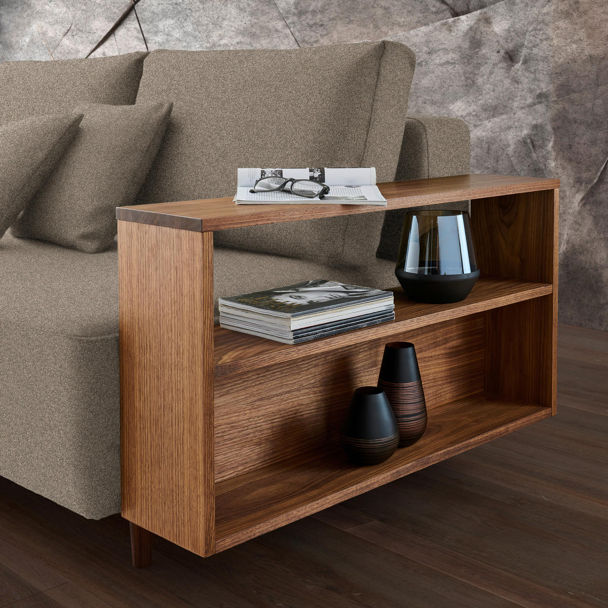 SCHLAFSOFA in Textil Greige  - Greige/Nussbaumfarben, Natur, Holz/Textil (228/90/100cm) - Joka