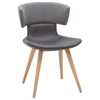 STUHL Echtleder Grau, Schwarz, Eichefarben Wildeiche massiv  - Eichefarben/Schwarz, Design, Leder/Holz (54/82,5/58cm) - Voglauer