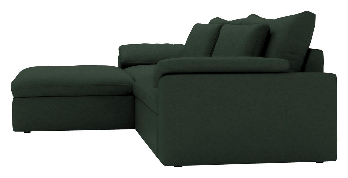 ECKSOFA  Chenille Dunkelgrün  - Dunkelgrün/Schwarz, Modern, Kunststoff/Textil (198/306cm) - Carryhome
