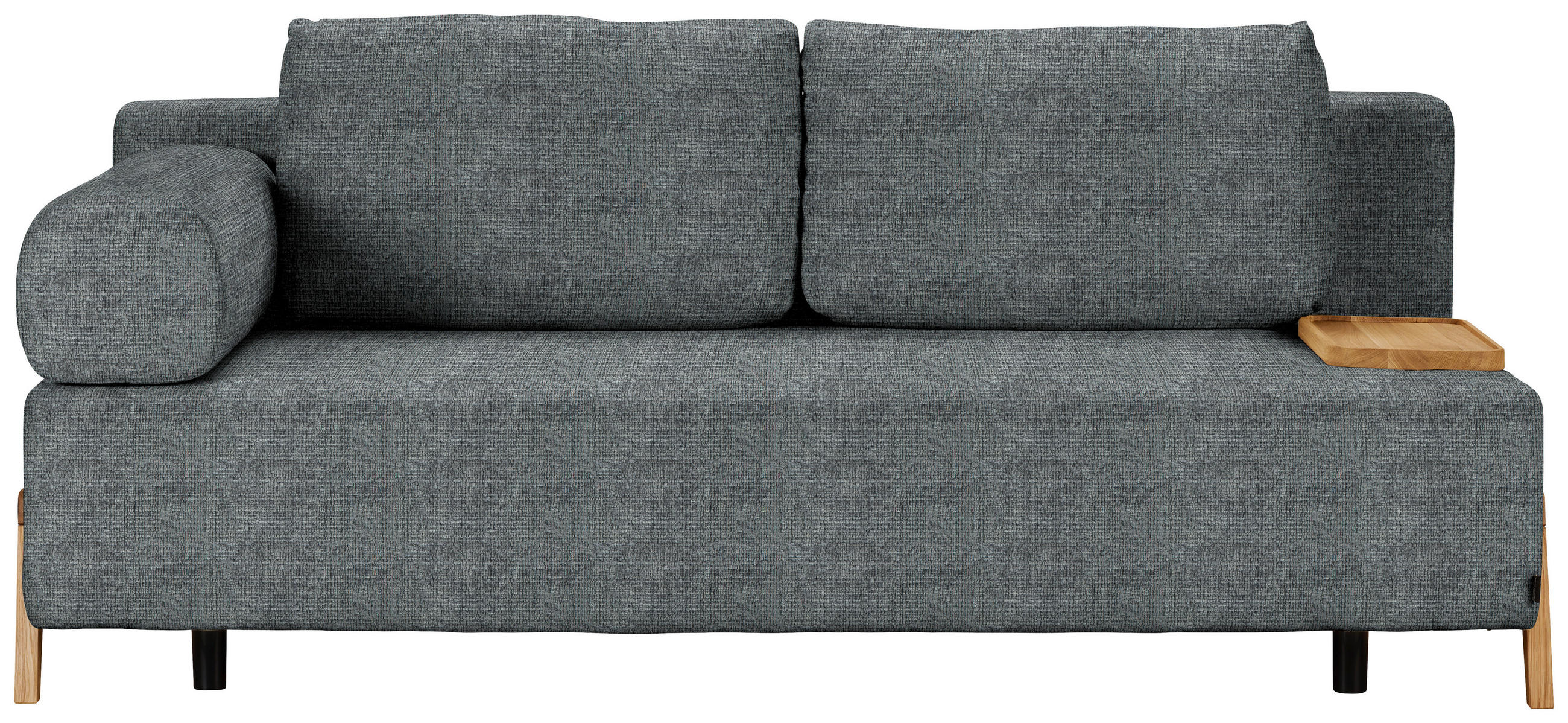 SCHLAFSOFA  in Chenille Dunkelgrau  - Dunkelgrau/Naturfarben, Design, Holz/Textil (211/88/102cm) - Niels Andersson