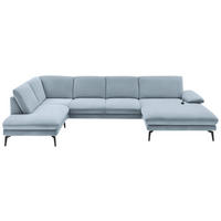 WOHNLANDSCHAFT Hellblau Webstoff  - Schwarz/Hellblau, Design, Textil/Metall (208/344/180cm) - Dieter Knoll
