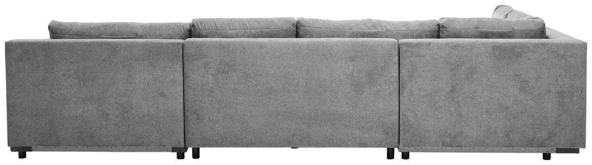 WOHNLANDSCHAFT Dunkelgrau Velours  - Chromfarben/Dunkelgrau, KONVENTIONELL, Kunststoff/Textil (198/363/170cm) - Hom`in