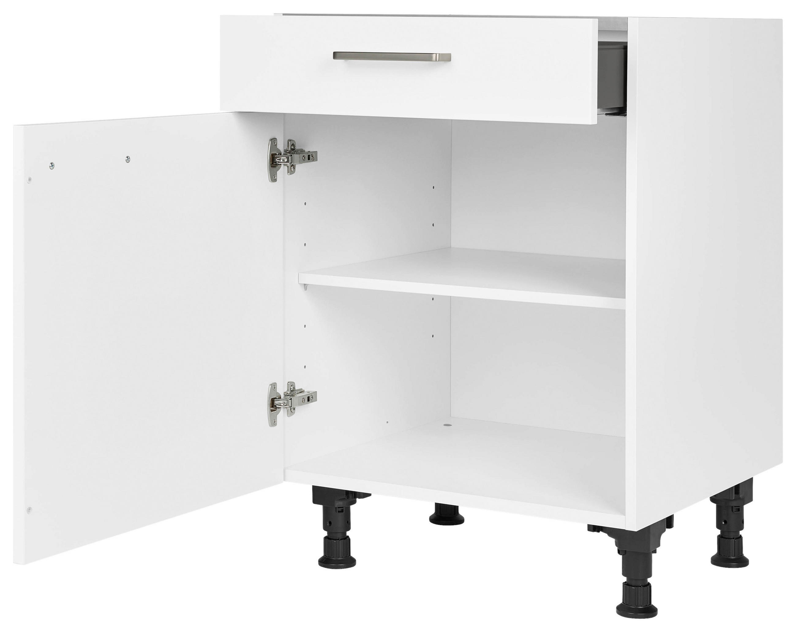 SCHUBKASTENUNTERSCHRANK 60/87/56 cm  in Weiß  - Edelstahlfarben/Weiß, MODERN, Holzwerkstoff/Metall (60/87/56cm) - Nobilia