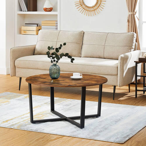 COUCHTISCH 88/88/47 cm rund Braun, Schwarz  - Schwarz/Braun, Trend, Holzwerkstoff/Metall (88/88/47cm) - Boxxx