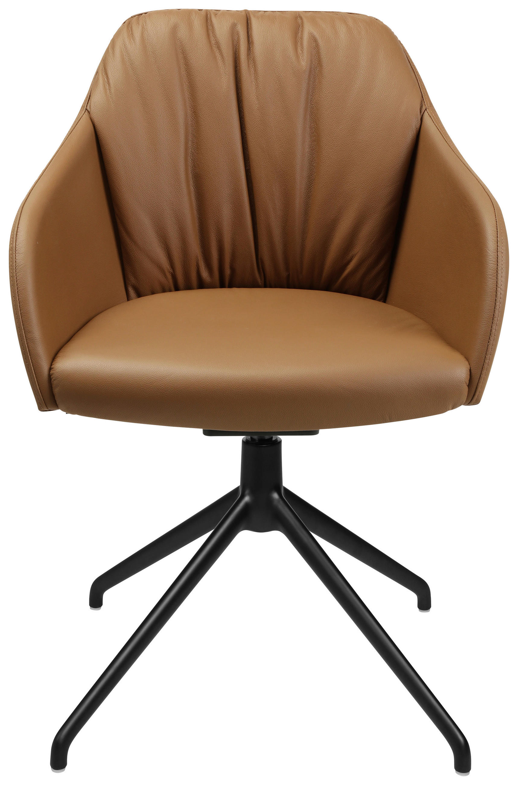 ARMLEHNSTUHL  in Aluminium Echtleder pigmentiert  - Cognac/Schwarz, Design, Leder/Metall (58/81,5-84,5/60cm) - Johann Jakob