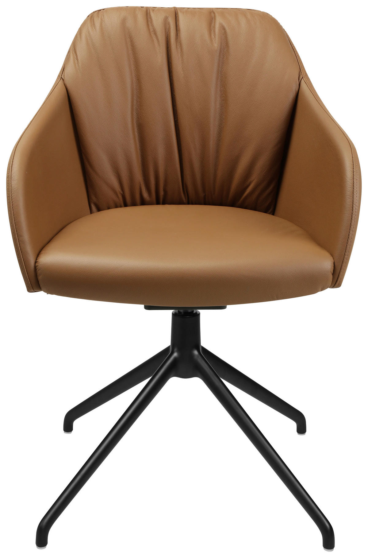 ARMLEHNSTUHL  in Aluminium Echtleder pigmentiert  - Cognac/Schwarz, Design, Leder/Metall (58/81,5-84,5/60cm) - Johann Jakob