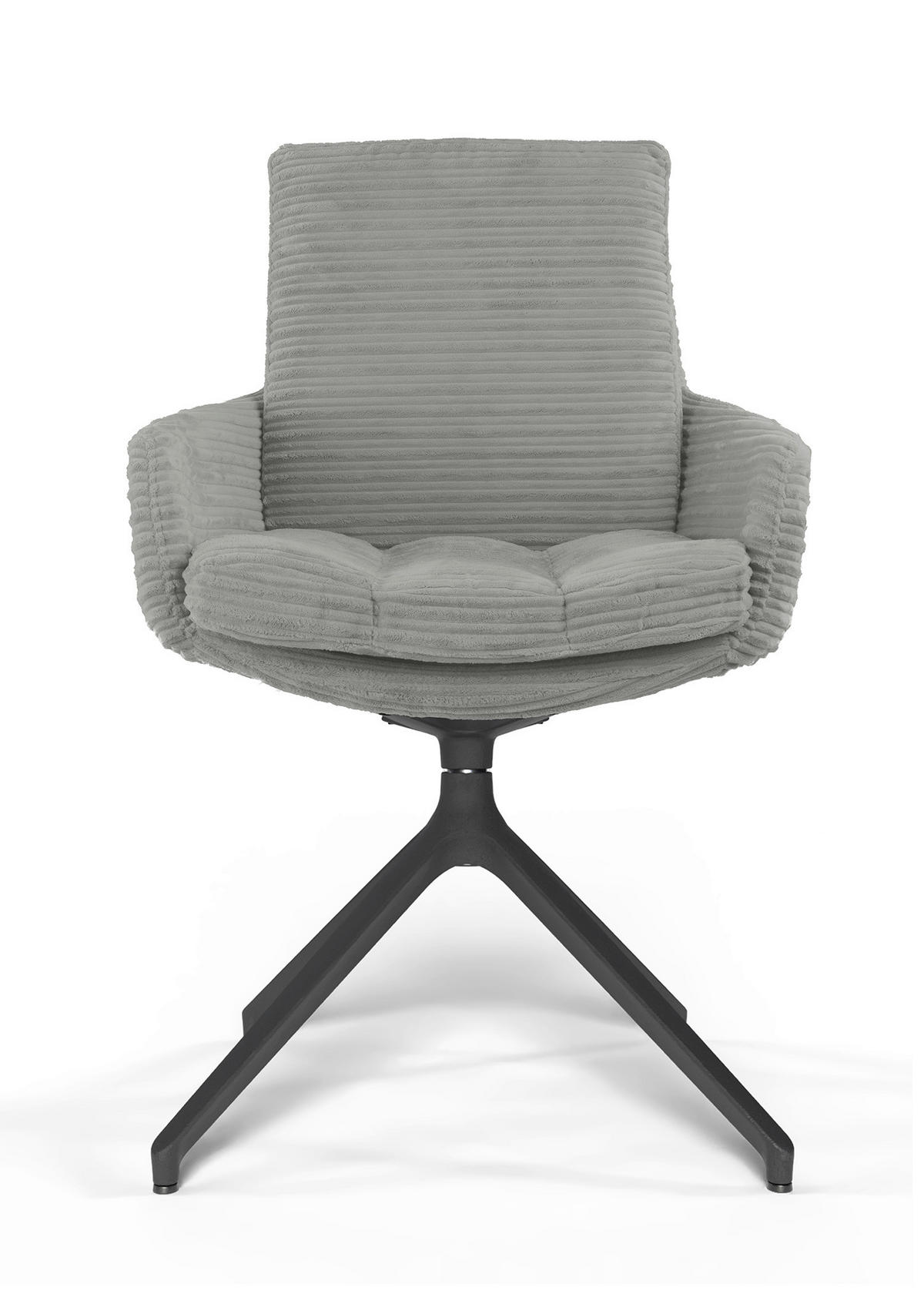 ARMLEHNSTUHL  Beinauswahl, Sitzfläche 360° drehbar, Stoff-/Lederauswahl gerippt  Grau  - Schwarz/Grau, Design, Textil/Metall (60/91/62cm) - Valdera